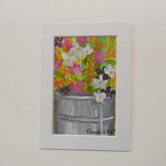 Meadow Flowers in Pail Original Acrylic Painting - Picture 5 of 5